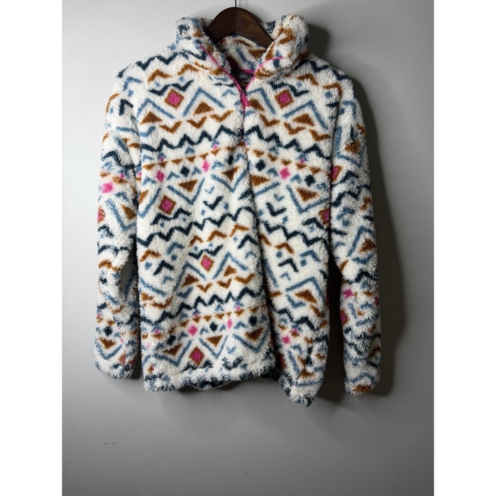 Eddie Bauer Jacket Women"s Large Aztec High Pile 1/4 Zip Southwestern Outerwear